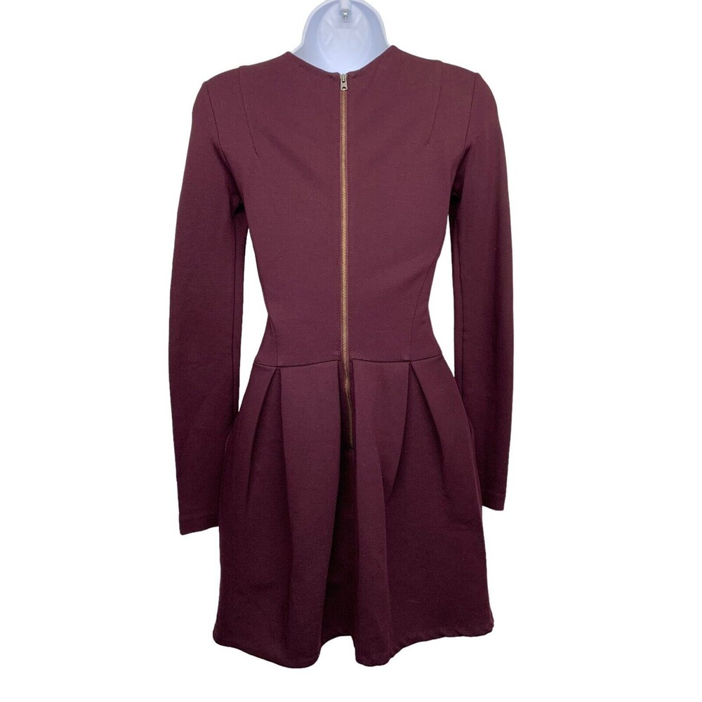 Wilfred Aritzia Women's size 00 Burgundy Fit & Flare Dress Japanese Fabric - Picture 8 of 11